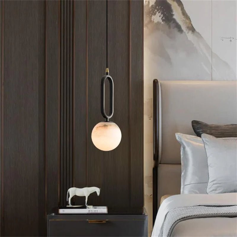 Zelno Phoenix Alabaster Sphere Pendant Light, Modern Pendant Lighting - Zelno Lighting