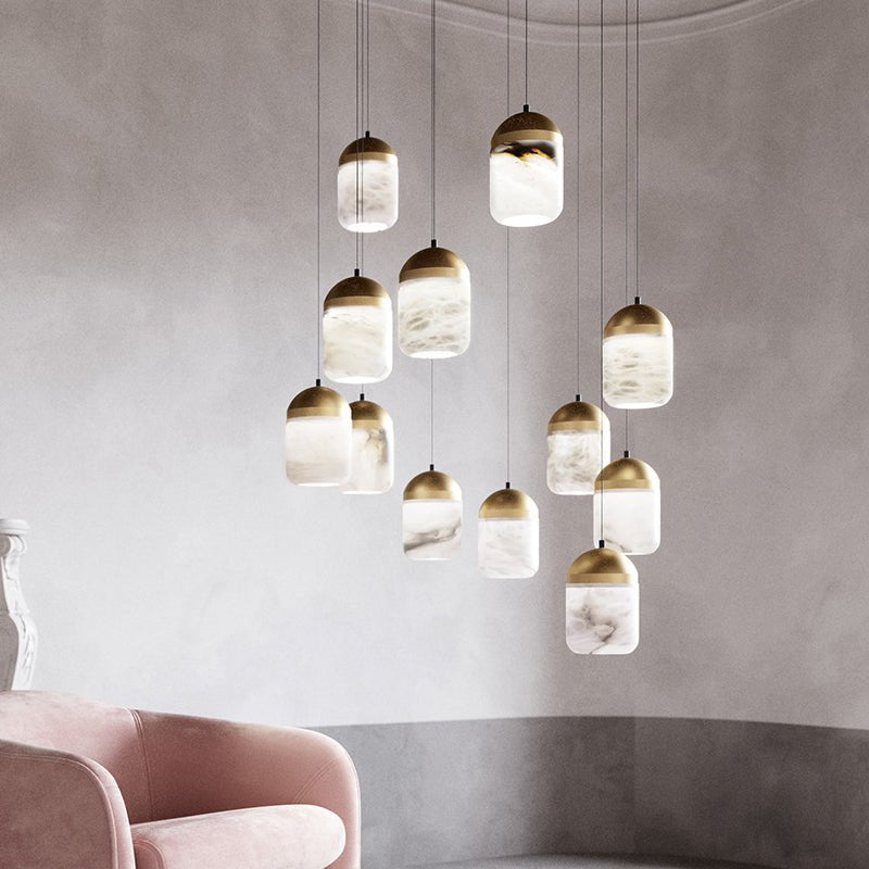 Zelno Serenity's Cascade - Modern Minimalist Alabaster Staircases Pendant Light - Zelno Lighting
