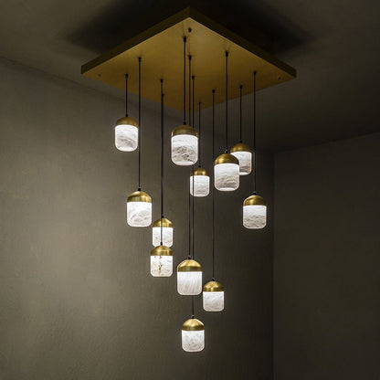 Zelno Serenity's Cascade - Modern Minimalist Alabaster Staircases Pendant Light - Zelno Lighting