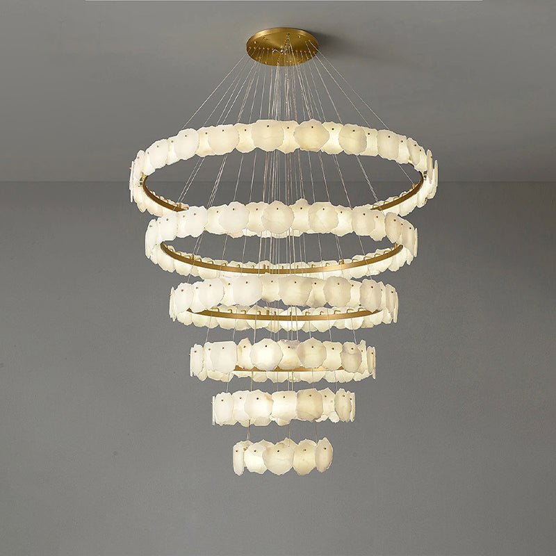Zelno Tiered Circular Alabaster Chandelier - Zelno Lighting