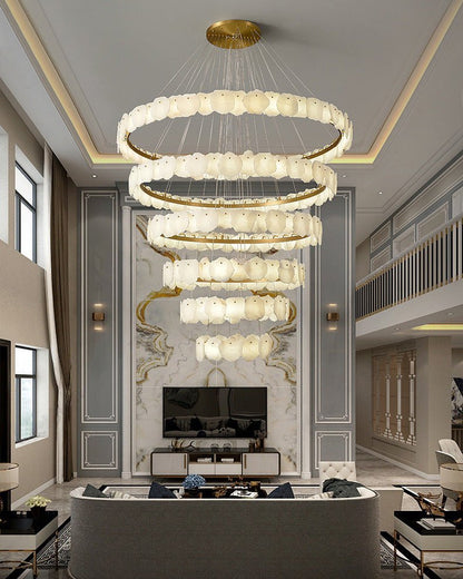 Zelno Tiered Circular Alabaster Chandelier - Zelno Lighting
