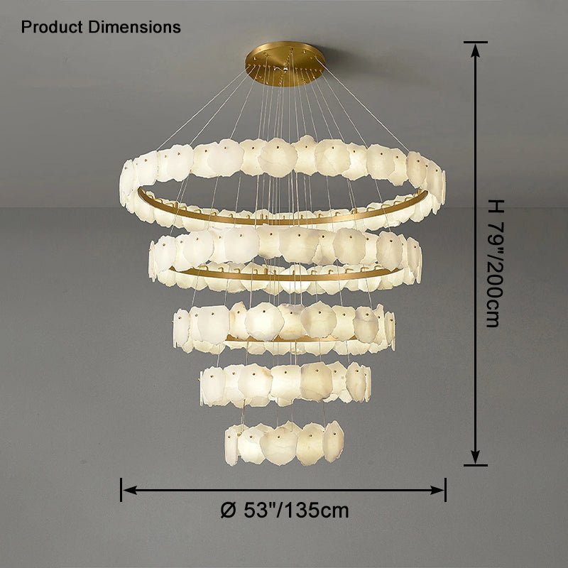 Zelno Tiered Circular Alabaster Chandelier - Zelno Lighting