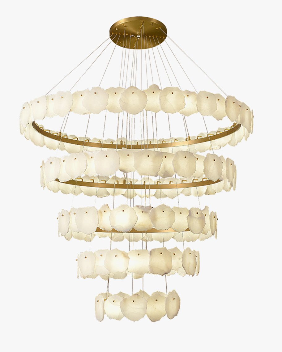 Zelno Tiered Circular Alabaster Chandelier - Zelno Lighting