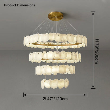 Zelno Tiered Circular Alabaster Chandelier - Zelno Lighting