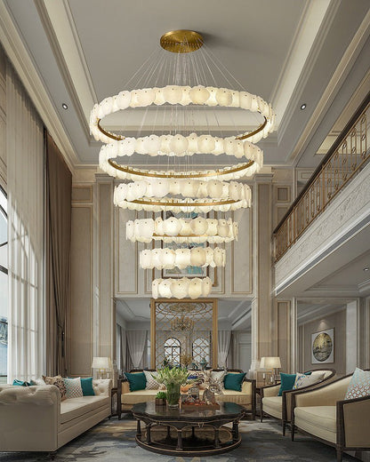 Zelno Tiered Circular Alabaster Chandelier - Zelno Lighting