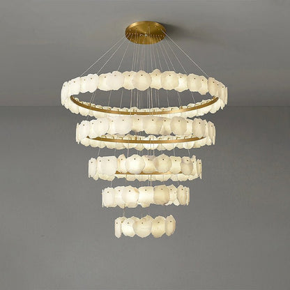 Zelno Tiered Circular Alabaster Chandelier - Zelno Lighting