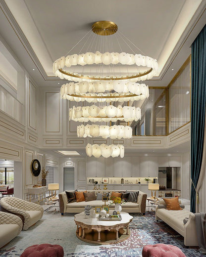 Zelno Tiered Circular Alabaster Chandelier - Zelno Lighting