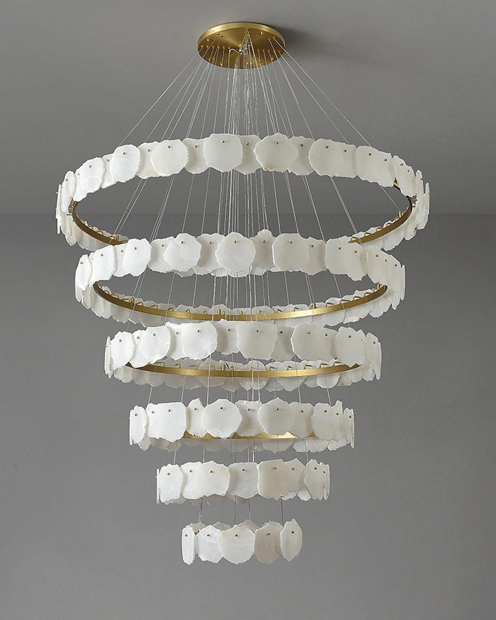 Zelno Tiered Circular Alabaster Chandelier - Zelno Lighting
