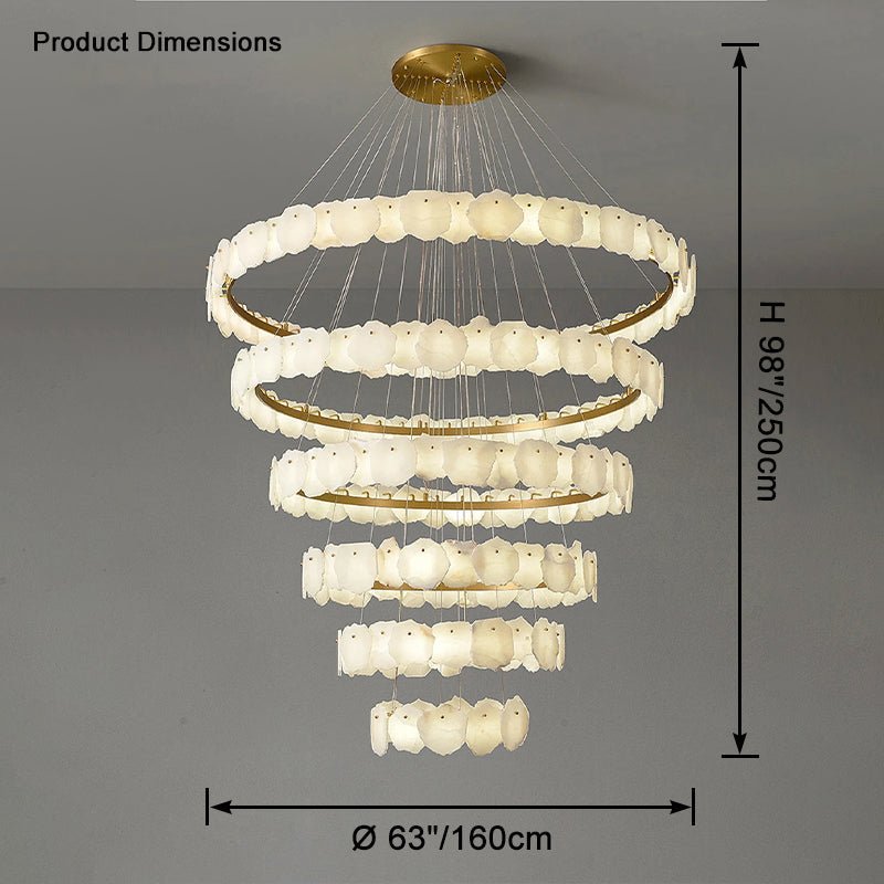 Zelno Tiered Circular Alabaster Chandelier - Zelno Lighting
