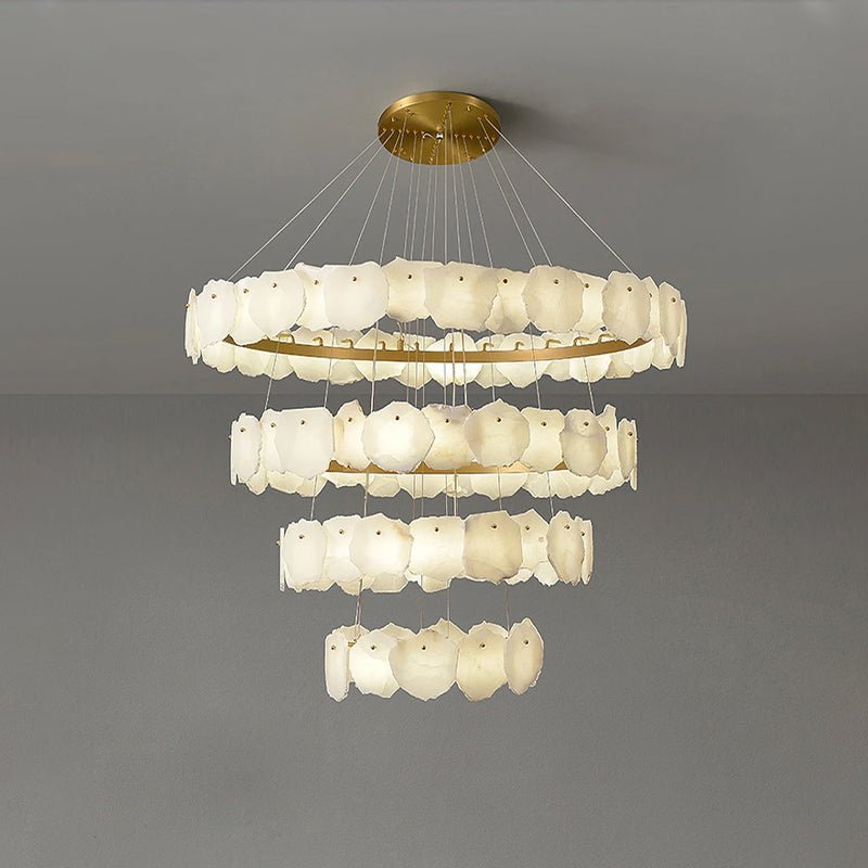 Zelno Tiered Circular Alabaster Chandelier - Zelno Lighting