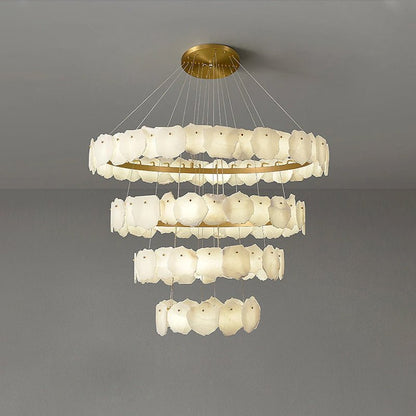 Zelno Tiered Circular Alabaster Chandelier - Zelno Lighting
